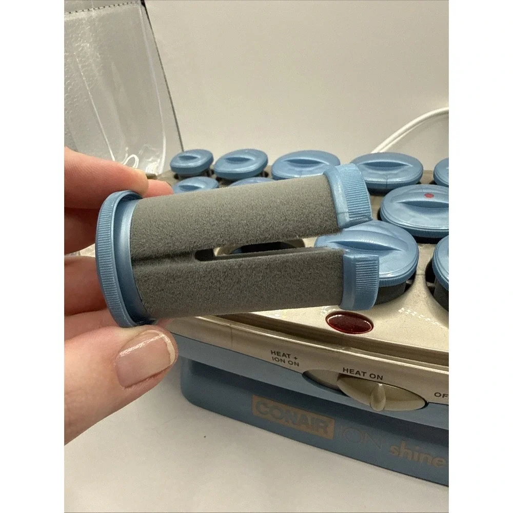 Conair Ion Shine‎ CHV261X Velvet Blue Flocked Hot Rollers Curlers WITHOUT clips